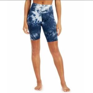 Jenni Sleep Shorts Blue Tie Dye Athletic Ribbed Knit Elastic size Medium M b7